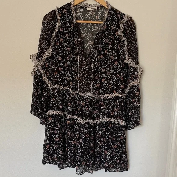 Ulla Johnson Essie dress in Noir size 2 Black and White Floral Blouse - Picture 4 of 10